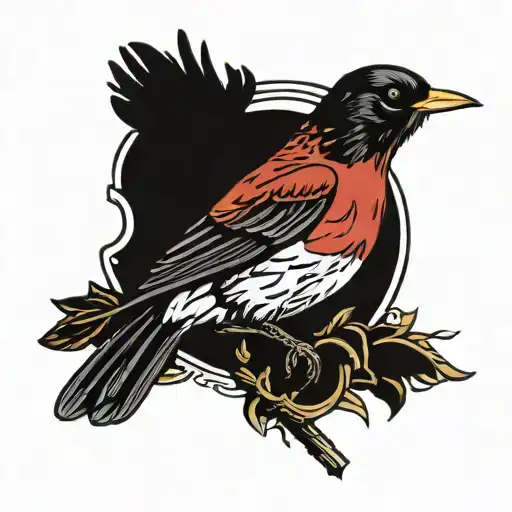 Red Robin Bird With Roman Numerals Representing Important Dates
