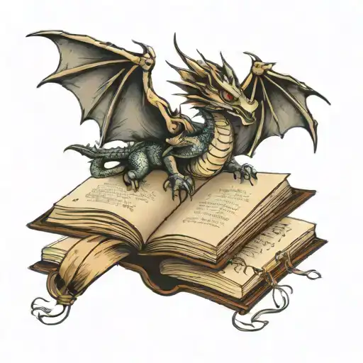 An Open Book With A Dragon Flying Out Of It
