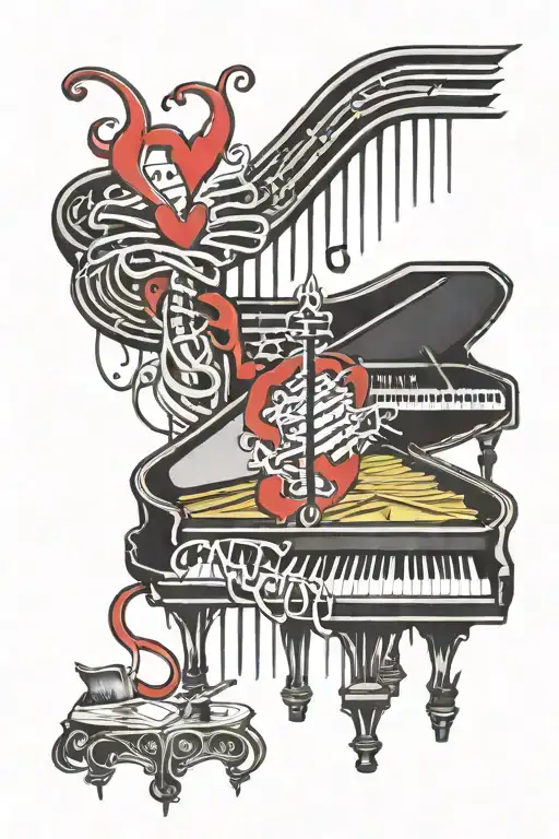 Ekg Line Running Into Piano Keyboard Intertwined