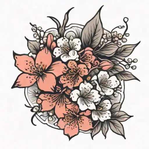 Cherry Blossoms Black White Drawing