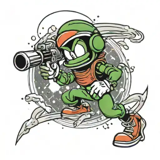 Marvin Martian Holding A Welding Gun In Space