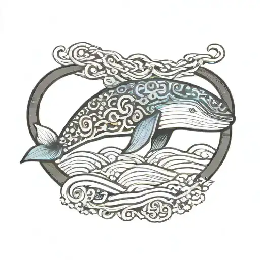 A Small Bracelet With Sea Wave And A Whale
