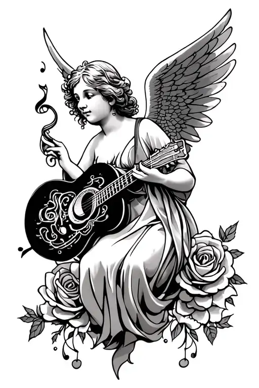 Music Angel And Rose Surrounded