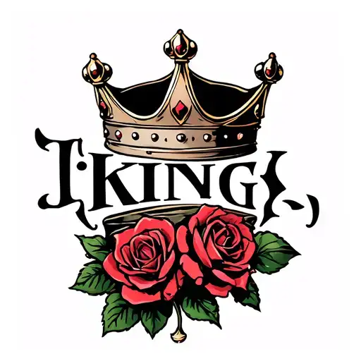 Word King In A Crown With Roses