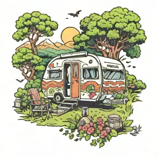 Camping Caravan Ireland Surrounded By Lush Nature
