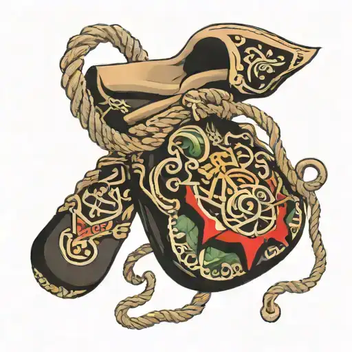 Open Money Bag With Rope Attached