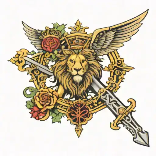 Lion Wings Crown Sword Vatican Keys