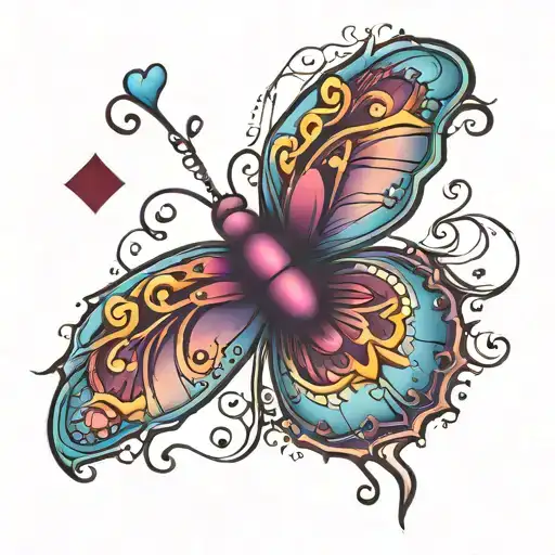 Purple Heart Blue Butterfly Words Love You Right Back