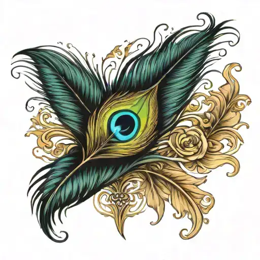 Create A Delicate Peacock Feather Tattoo Design That I Can Attach To My Existing Name