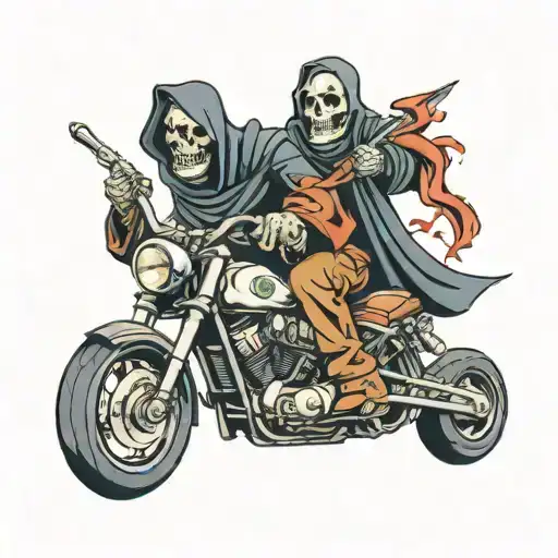Cop Chasing Grim Reaper On Motorcycle Speeding