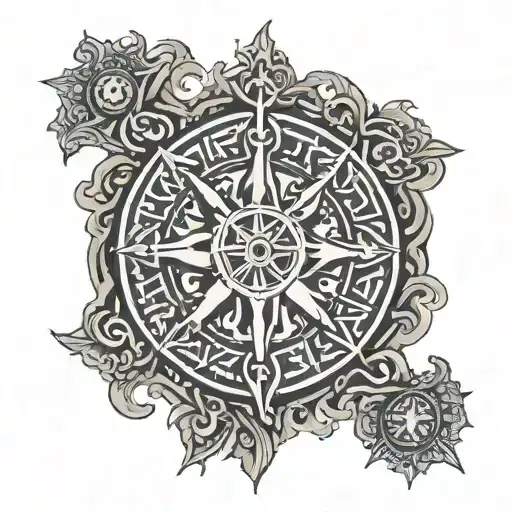 Vegvisir With Odin Eye As Background