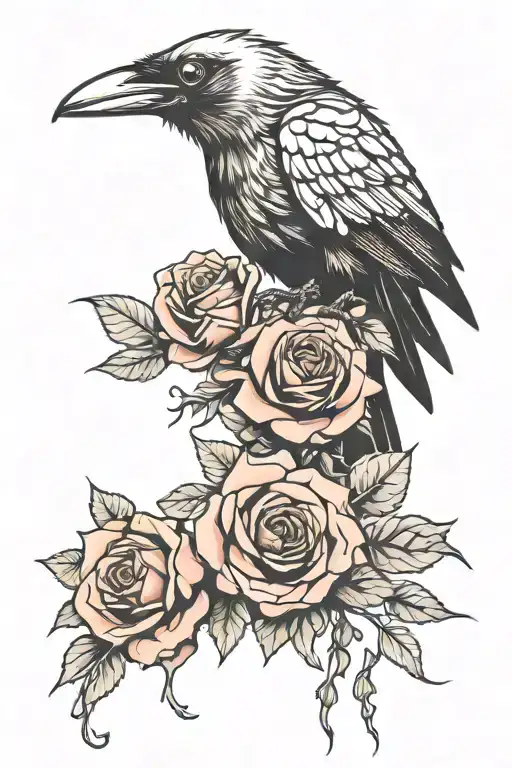 Crow Wrapped In A Rose Thorn
