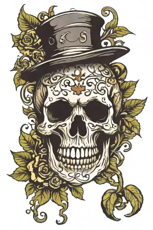 Skull Open With Puzzle Piece Missing With A Coffee Plant Vine Around It