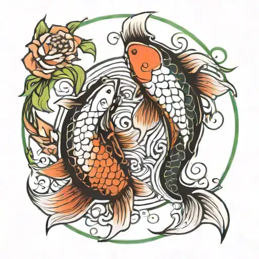 Koi Fish Yin Yang With Vines