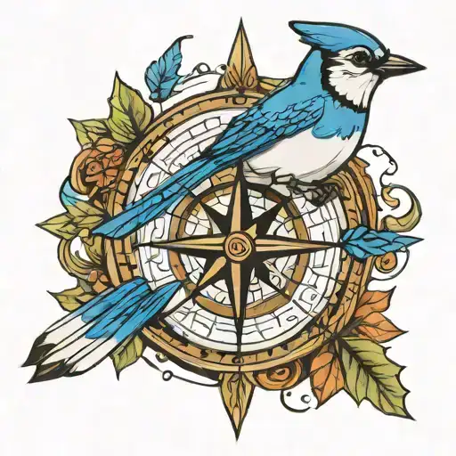 Compass Arrow Geometric Shapes Blue Jay