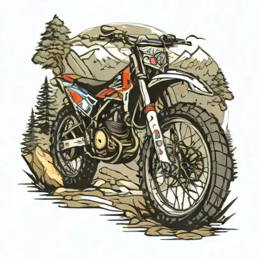 Dirtbike In Mountain Scene