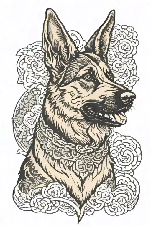 German Shepherd With Japanese Dragons