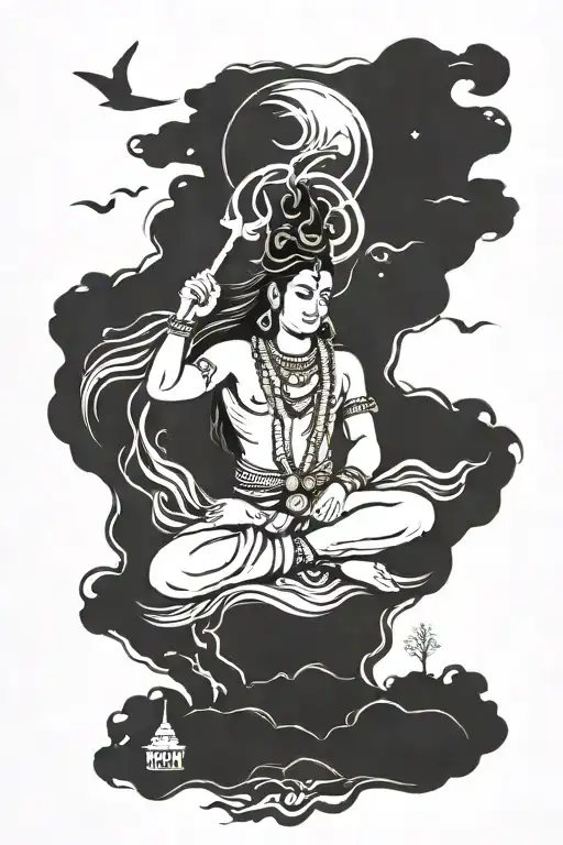 Landscape Background With Lord Shiva And Hindu S H Calligraphy