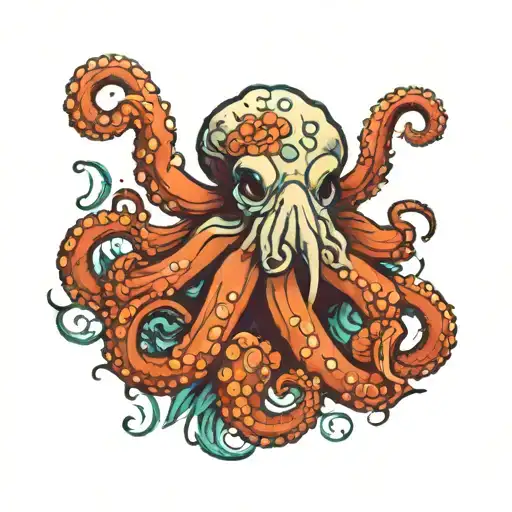 Octopus Smoking While Drawing Flowers