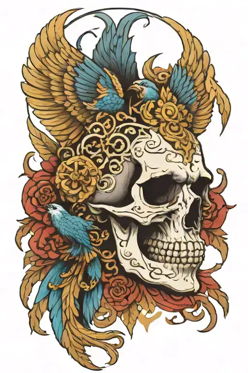 Garuda Tibet Bird Inside A Human Skull