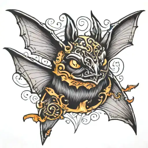 Bat On Neck With Eye On Belly