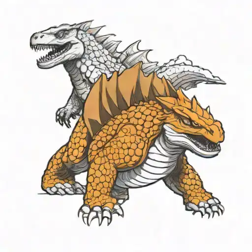 Nissan Skyline And Godzilla Cartoon Sketch