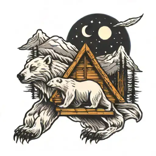 Polar Bear Moon Mountains A Frame Cabin