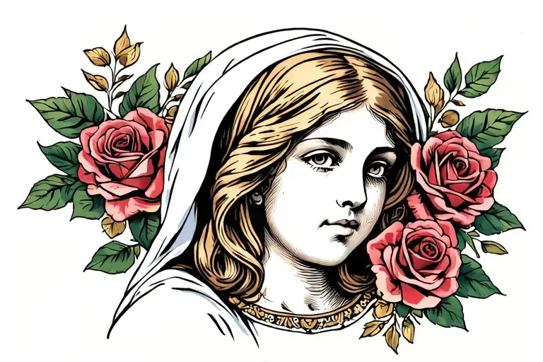Mary With Roses