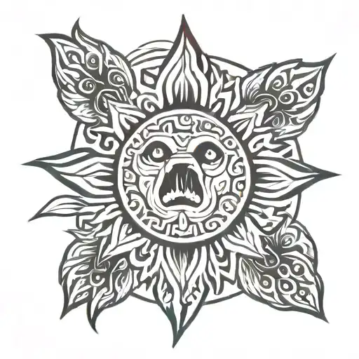 Zia Symbol With Bear Paws In The Middle