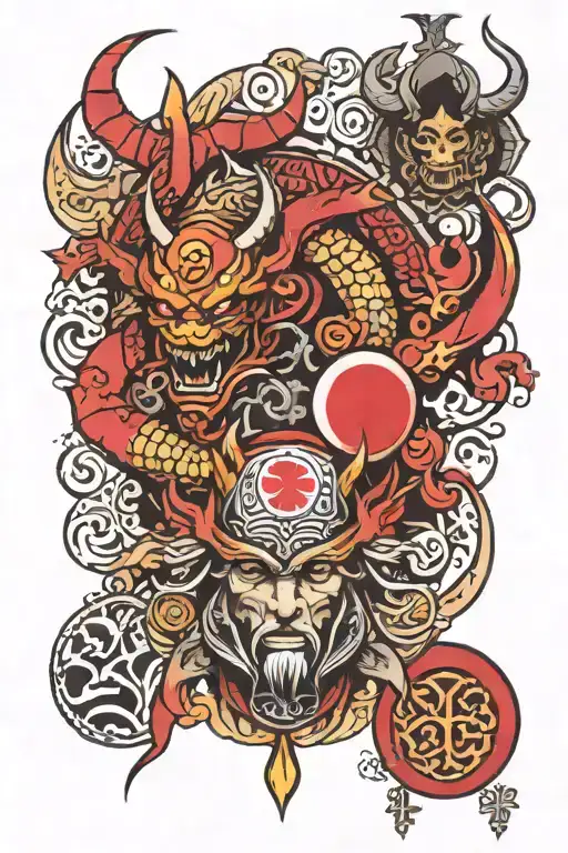 Japan And Turkey And Warrior And Devil