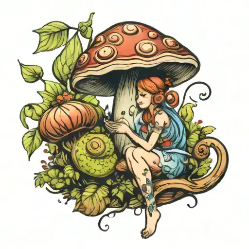 Snail Rain Mushroom Fairy