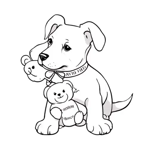 A Dog With A Teddy Bear