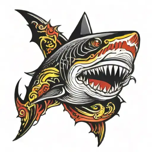 Black Yellow Red Shark