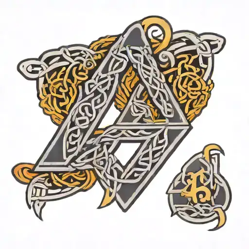 Letter A Combined With Celtic Knots