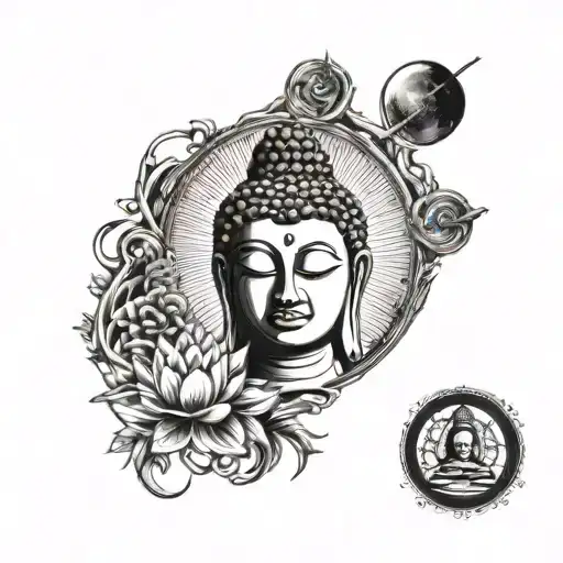 Buddha And Waning Moon