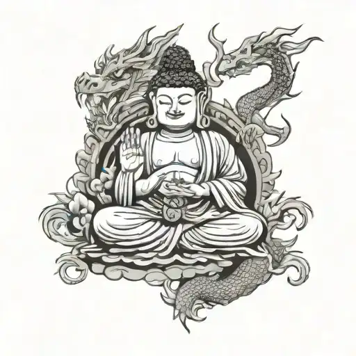 Oriental Temple Buddha Dragon