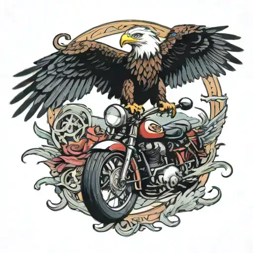 Eagle And Motorcycle Riding