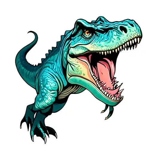 Trex Dinosaur With Floreal Composition