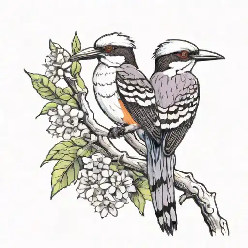 Jacaranda Tree And Kookaburra Wearing A Wide