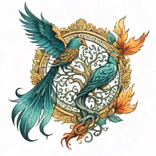 Tree Of Life With Phoenix Bird
