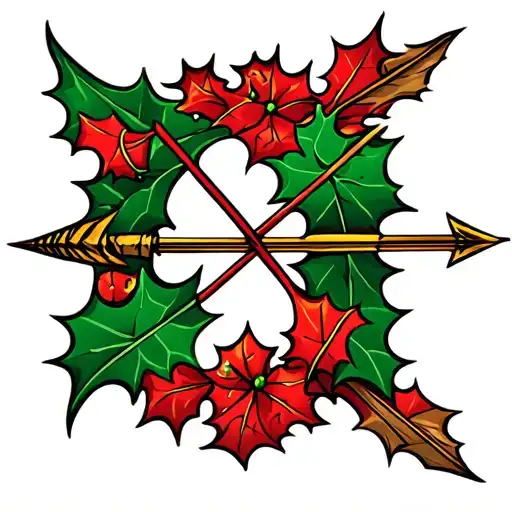 Holly Bow And Arrow Tatto Design