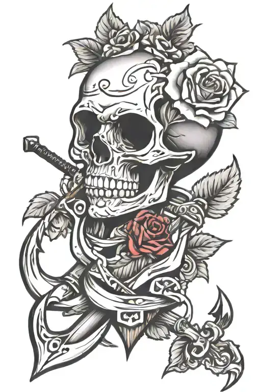 Skull Rose Anchor