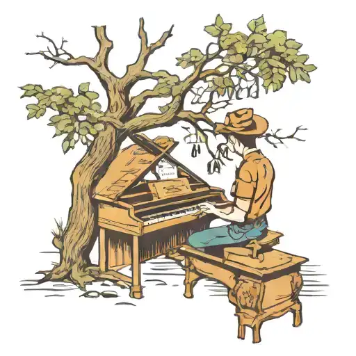 To Kill A Mockingbird Tree With Boyscout Under Making Music Notes On Piano