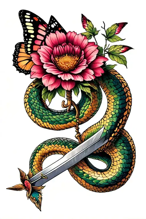Sword Snake Flower Butterfly Tree