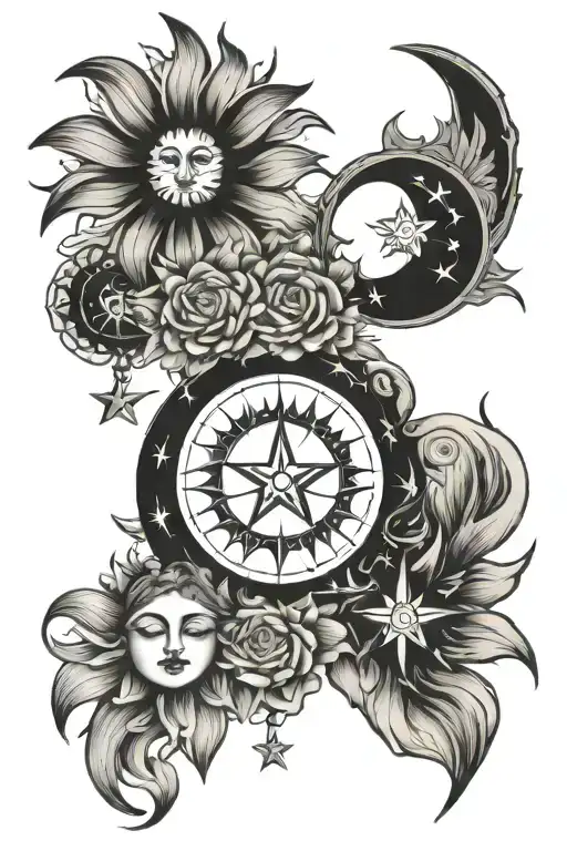 Sun Moon And Star To Represent A Mom Son And Daughter