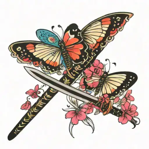 Katana Merged With Butterflies