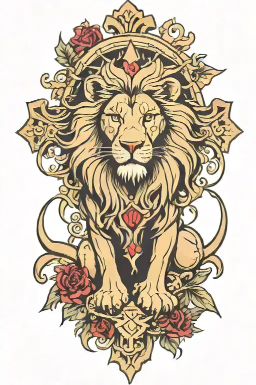 Cross Lion Surrounded