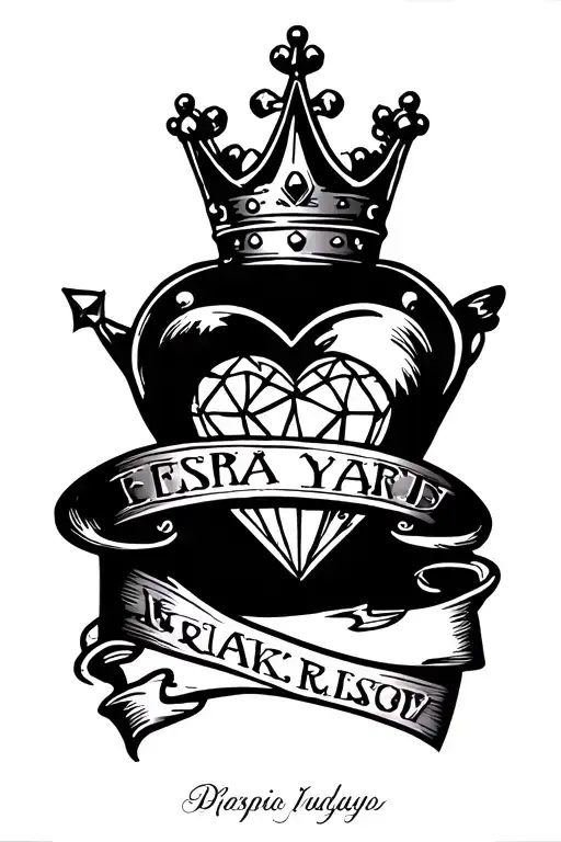 Crown Heart Inscription Diamond