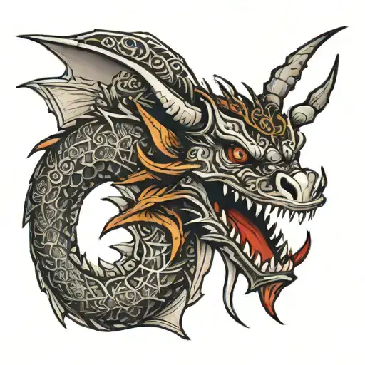 Forearm Tattoo Dragon With Runes Of The Helmet Of Horror