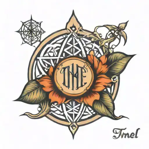 The Word Timshel With A Flower Of Life
